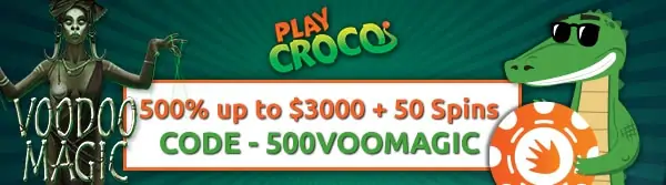 500% up to $3,000 + 20 Spins on Voodoo Magic Slot